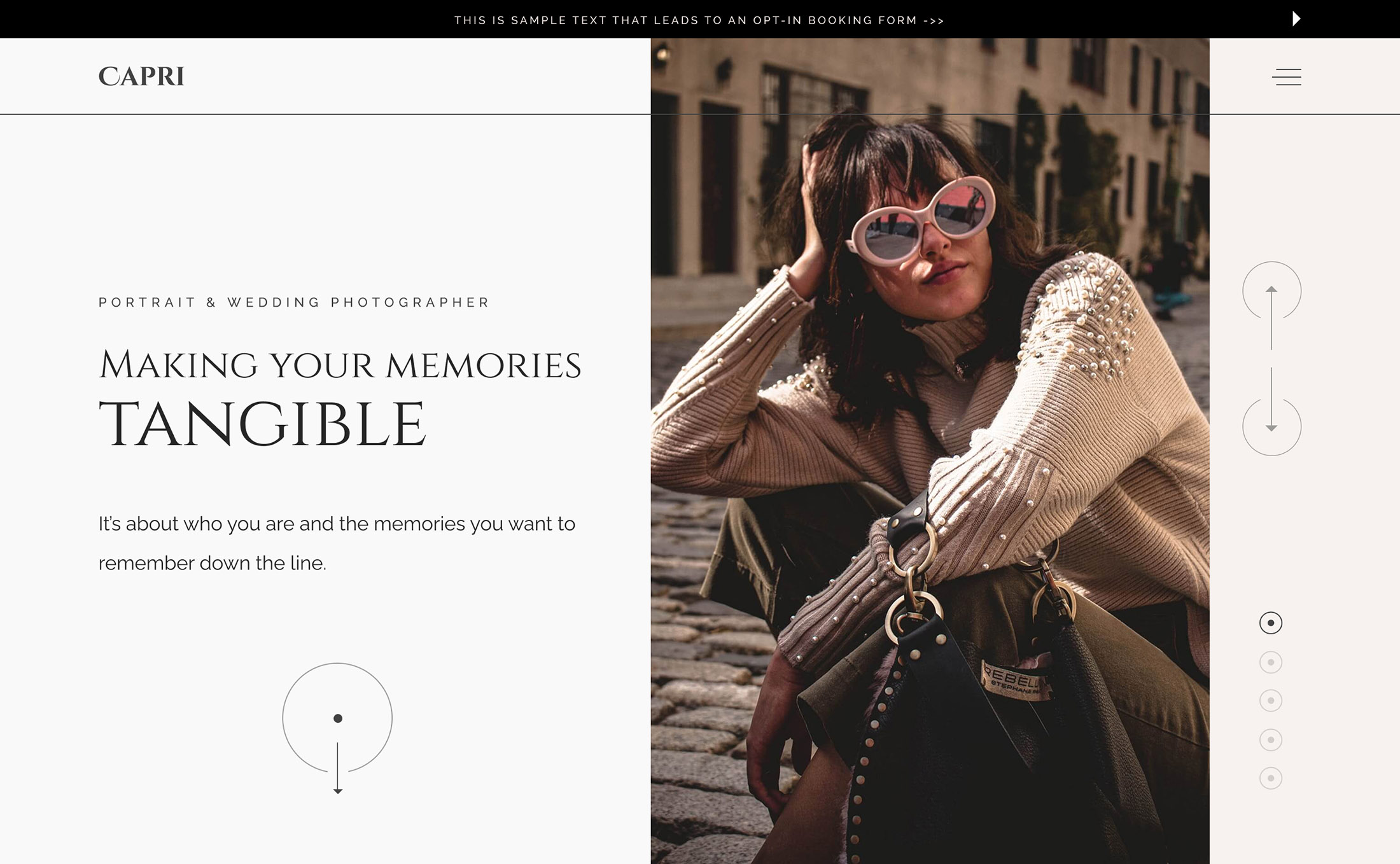 Capri UX website template system homepage layout
