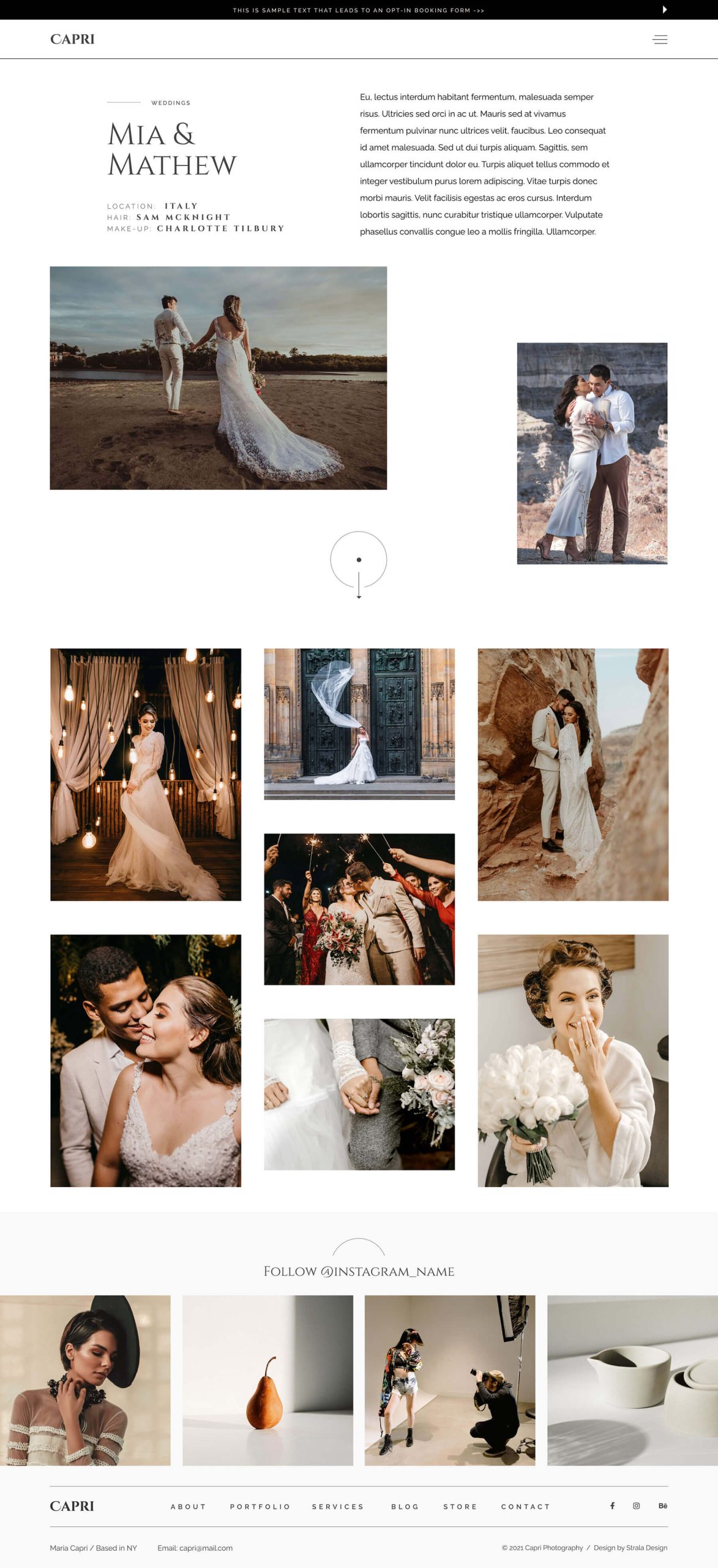 Capri editorial UX website template design